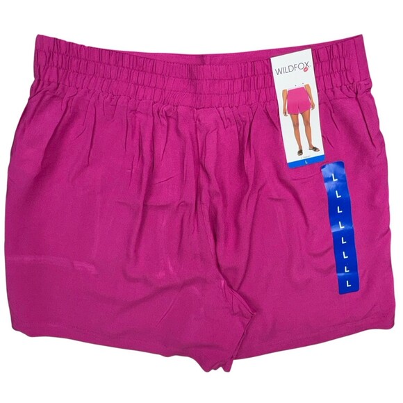 Wildfox Womens Large Pink Shorts Rayon Pull-on Short 5" Inseam Casual Summer New - Picture 2 of 6